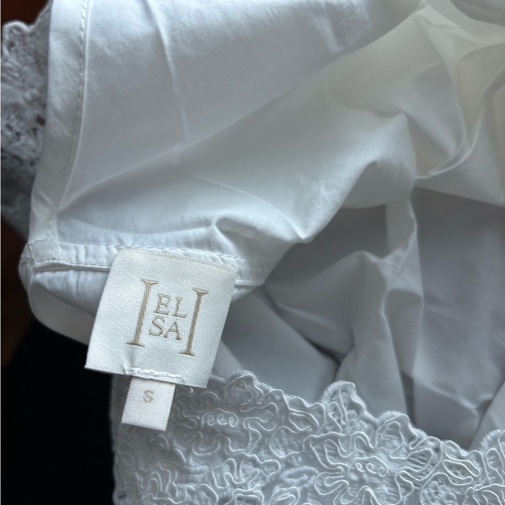 Helsa Mini Dress With Lace in Tech Poplin in White, size small, nwot - Picture 7 of 7
